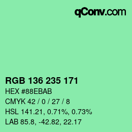 Color code: RGB 136 235 171 | qconv.com