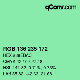 Color code: RGB 136 235 172 | qconv.com