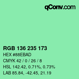 Color code: RGB 136 235 173 | qconv.com