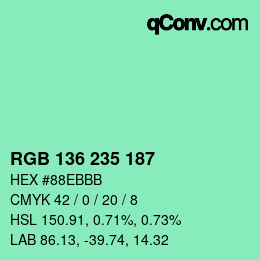 Color code: RGB 136 235 187 | qconv.com