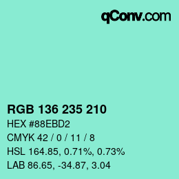 Color code: RGB 136 235 210 | qconv.com