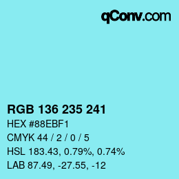 Color code: RGB 136 235 241 | qconv.com