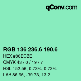 カラーコード: RGB 136 236.6 190.6 | qconv.com