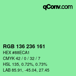 Color code: RGB 136 236 161 | qconv.com