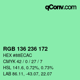 Color code: RGB 136 236 172 | qconv.com