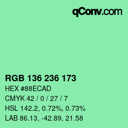 Color code: RGB 136 236 173 | qconv.com