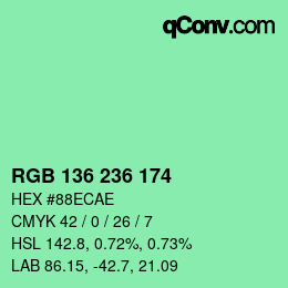 Color code: RGB 136 236 174 | qconv.com