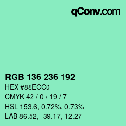 Color code: RGB 136 236 192 | qconv.com