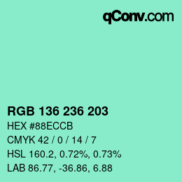Color code: RGB 136 236 203 | qconv.com