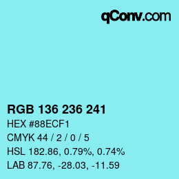 Color code: RGB 136 236 241 | qconv.com
