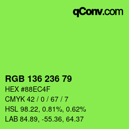 Color code: RGB 136 236 79 | qconv.com