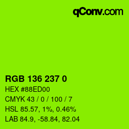 Color code: RGB 136 237 0 | qconv.com