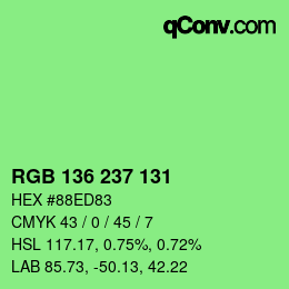 Color code: RGB 136 237 131 | qconv.com