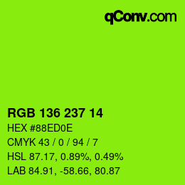 Color code: RGB 136 237 14 | qconv.com
