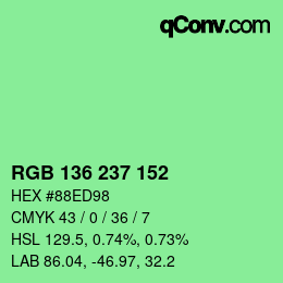 Color code: RGB 136 237 152 | qconv.com