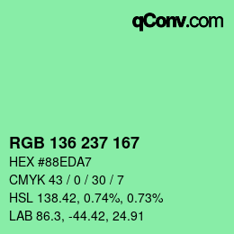 Color code: RGB 136 237 167 | qconv.com