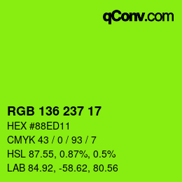 Color code: RGB 136 237 17 | qconv.com