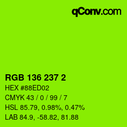 Farbcode: RGB 136 237 2 | qconv.com