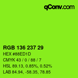 Color code: RGB 136 237 29 | qconv.com