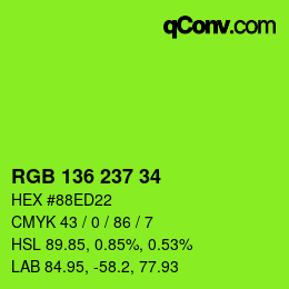 Color code: RGB 136 237 34 | qconv.com