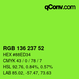 Color code: RGB 136 237 52 | qconv.com
