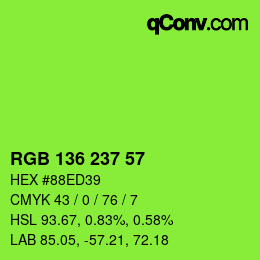 Color code: RGB 136 237 57 | qconv.com