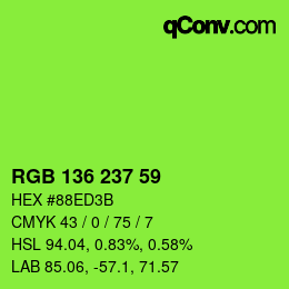 Color code: RGB 136 237 59 | qconv.com