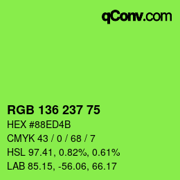 Color code: RGB 136 237 75 | qconv.com