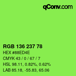 Color code: RGB 136 237 78 | qconv.com