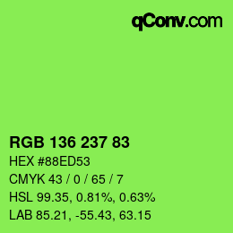 Color code: RGB 136 237 83 | qconv.com