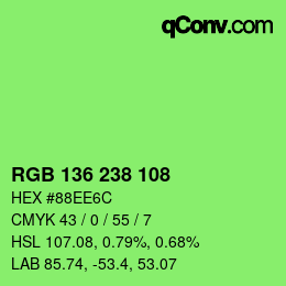 Color code: RGB 136 238 108 | qconv.com