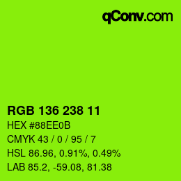 Color code: RGB 136 238 11 | qconv.com