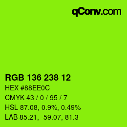 Color code: RGB 136 238 12 | qconv.com