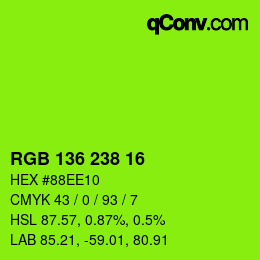 Color code: RGB 136 238 16 | qconv.com
