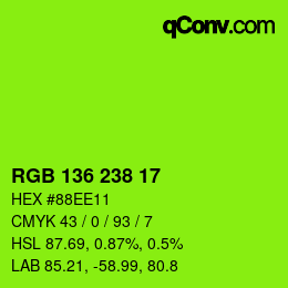 Color code: RGB 136 238 17 | qconv.com