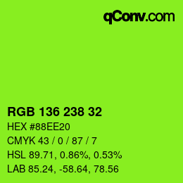 Color code: RGB 136 238 32 | qconv.com