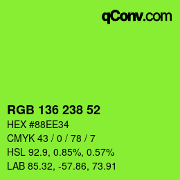 Color code: RGB 136 238 52 | qconv.com