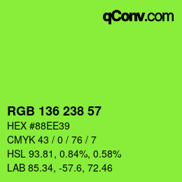 Color code: RGB 136 238 57 | qconv.com