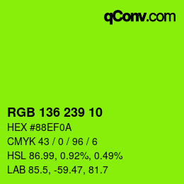 Color code: RGB 136 239 10 | qconv.com