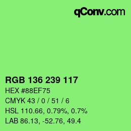 Color code: RGB 136 239 117 | qconv.com