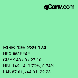 Color code: RGB 136 239 174 | qconv.com