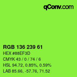 Color code: RGB 136 239 61 | qconv.com