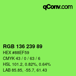 Color code: RGB 136 239 89 | qconv.com