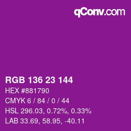 カラーコード: RGB 136 23 144 | qconv.com