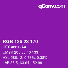 Farbcode: RGB 136 23 170 | qconv.com