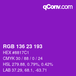 Color code: RGB 136 23 193 | qconv.com