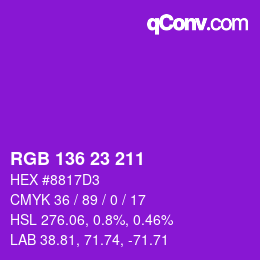 Color code: RGB 136 23 211 | qconv.com