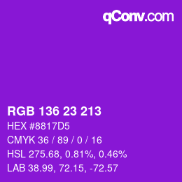カラーコード: RGB 136 23 213 | qconv.com