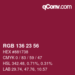 Color code: RGB 136 23 56 | qconv.com