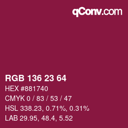Color code: RGB 136 23 64 | qconv.com